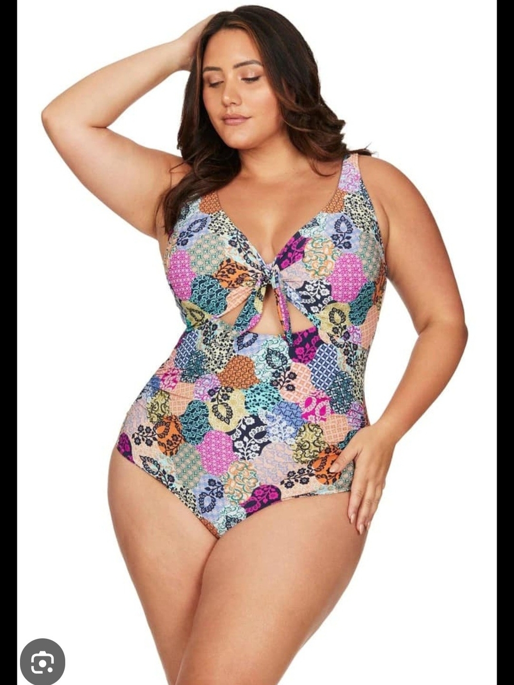 Plus Size Multicolor Patchwork One-Piece Swimsuit - Artsands